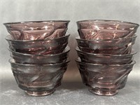 Set of 8 Purple Amethyst Glass Bowls