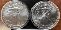 2009 and 2013 American Silver Eagle (UNC)
