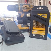 Bostitch Cordless Drill, Drill Bits, Charger