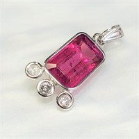 $1800 14K  Ruby Diamond Pendant