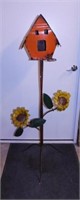 Metal Mexico patio yard art birdhouse, 62" tall,