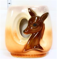 Vintage 7in deer pottery planter