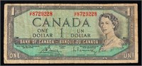 1972-1973 (1954 Modified Hair Issue) Canada $1 Ban