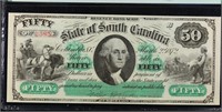 Very Cool 1872 $50 South Carolina, Columbia Obsole