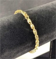 14K Solid Yellow Gold Fancy Link Bracelet