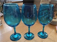 SET OF 3 Turquoise Cristal Rioja Wine Glasses