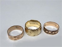 3 vintage 10k gold rings, 10 gms, sizes -