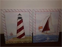 2 Pc. Art Lighthouse & Sailboat
