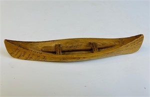 ANTIQUE CARVED WOODEN CANOE