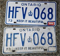 1973 Ontario License Plates