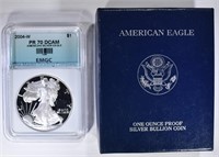 2004-W AMERICAN SILVER EAGLE EMGC