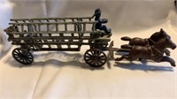 Antique Cast Iron Fire Engine with Ladder Rack
