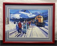Custom Framed Alaska Rail Road & Skiing Print