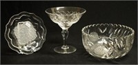 Three crystal tableware pieces
