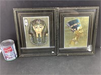 2 illustrations Toutankhamon et Nefertiti