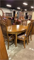 Dining Room Table with 6 wicker back chairs