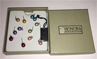 Group Of 6 Sets Of Colored Pearl Earrings