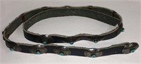 Indian Leather Belt With Turquoise Plaques