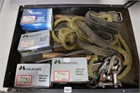 BOX OF HORSE SHOE NAILS, CLIPPERS, FILES ETC