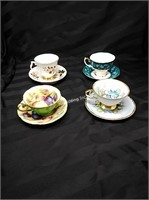 Group lot of 4 Teacups with Saucers-F