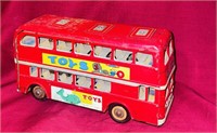 Vintage Double Decker Bus Friction Toy
