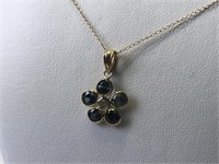 10/14K Gold, Sapphire & Diamond Necklace