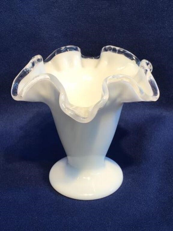 Fenton "Silvercrest" Art Milk Glass Vase