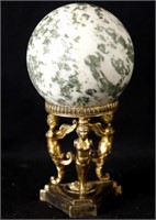 Marble Sphere with Brass footed Stand