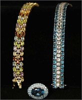 925 Silver Tennis bracelets - multi gemstones