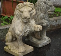 Pair of Lion Concrete Statues