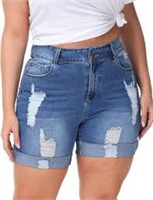 Plus Size Distressed Denim Shorts Size 24W