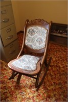 Antique Walnut Folding Sewing Rocker