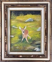 Original Oil Painting of Fawn, "Spotted Curiosity"