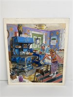“BIG BLUE MONARCH” Stove Advertising Orig Painting