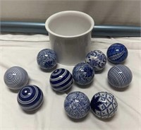 9 Ceramic Floating Balls & ceramic Italy pot
