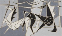 Peter Lupori Cubist Painting of Horses 1949