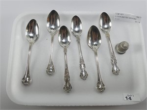 6 STERLING TEA SPOONS W/THIMBLE
