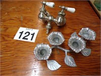 Metal Candle Holder and Antique Faucet