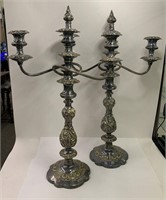 Pair Of Silver Plate Weighted Candle Holders