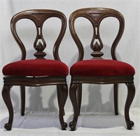 Pair French Fiddle Back Padded Chairs