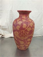 13.5" red Vase w Koi