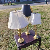 3 NOS Solid Brass Lamps TAble Shades 25 30 31