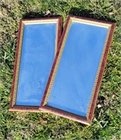 ^Pair  20 x 10 Matching Framed Mirrors Gold Maroon