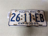 1959 Maryland License Plate