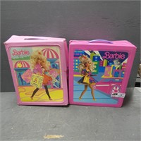Pair of Barbie Cases w/ Dolls & Clothing