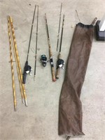 Fishing poles (zebco), in carrying case.