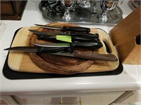Cutting boards knife block with knives