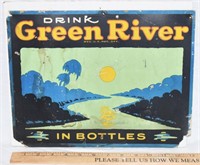 VINTAGE CARDBOARD GREEN RIVER SOFT DRINK SIGN