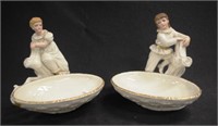 Pair antique Royal Worcester figural comports