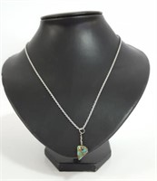 10" Sterling Rope Chain, Turquoise Pendant, Italy